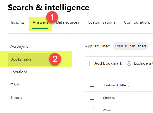 Bookmarks feature