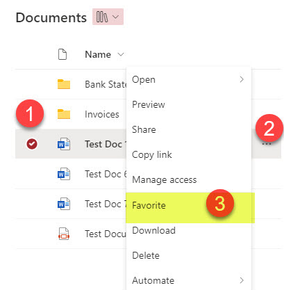 favorite files in SharePoint