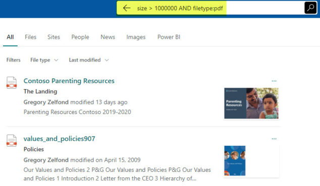 How to search for files of certain file size in SharePoint Online ...