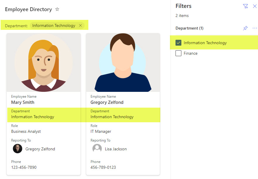 employee directory in SharePoint using Gallery View