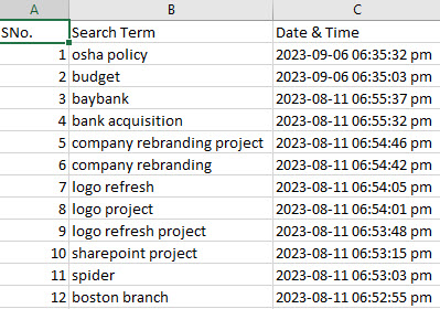 clear search history in SharePoint Online