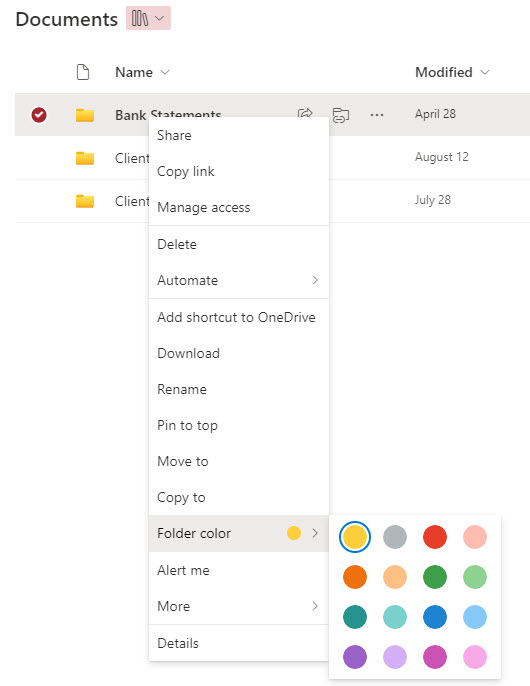 Color Code Folders in SharePoint and OneDrive