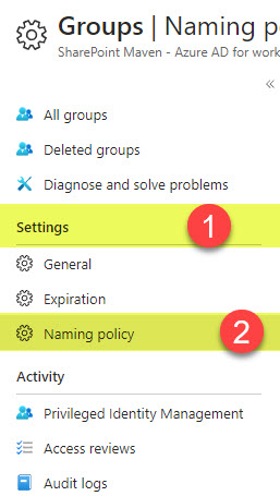 create a group naming policy in Microsoft Entra ID