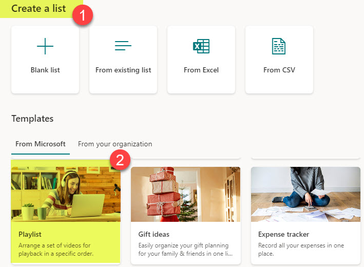 Playlist list template in SharePoint Online