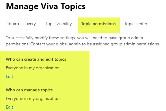 manage Viva Topics Settings