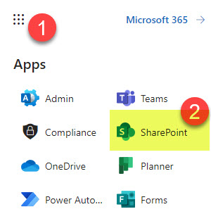 Accessing SharePoint Sites from Microsoft 365 App Launcher