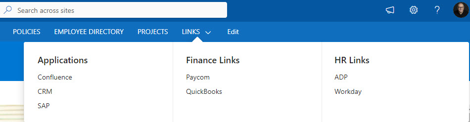 organize lots of links on a SharePoint Intranet