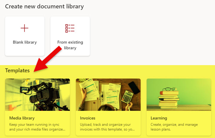 create a document library in SharePoint Online using the Library Templates