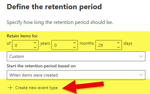 Retention Labels based on Events