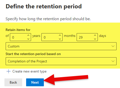 Retention Labels based on Events