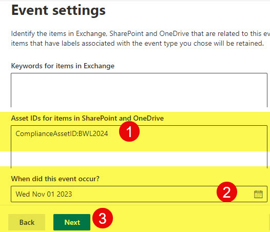 Retention Labels based on Events