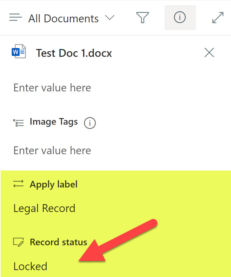 set a document as a Record via retention labels