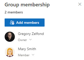 Example of a Group membership on a Team Site