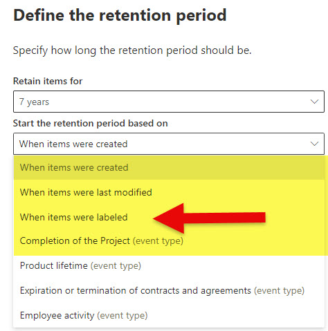 define the Start the Retention Period