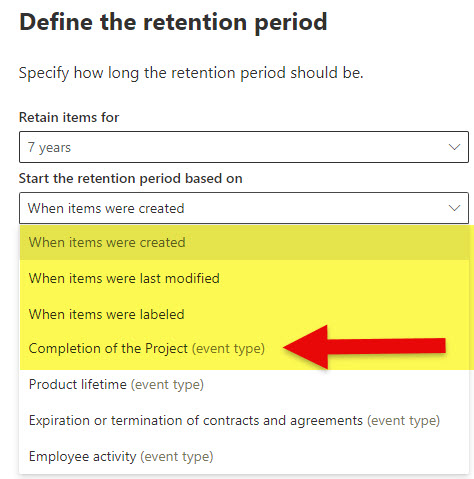 define the Start the Retention Period