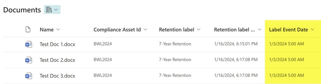 Retention Labels based on Events