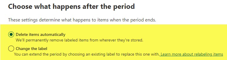 Retention label settings in Microsoft Purview