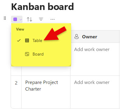 Ability to convert Kanban Board to Table (List) View