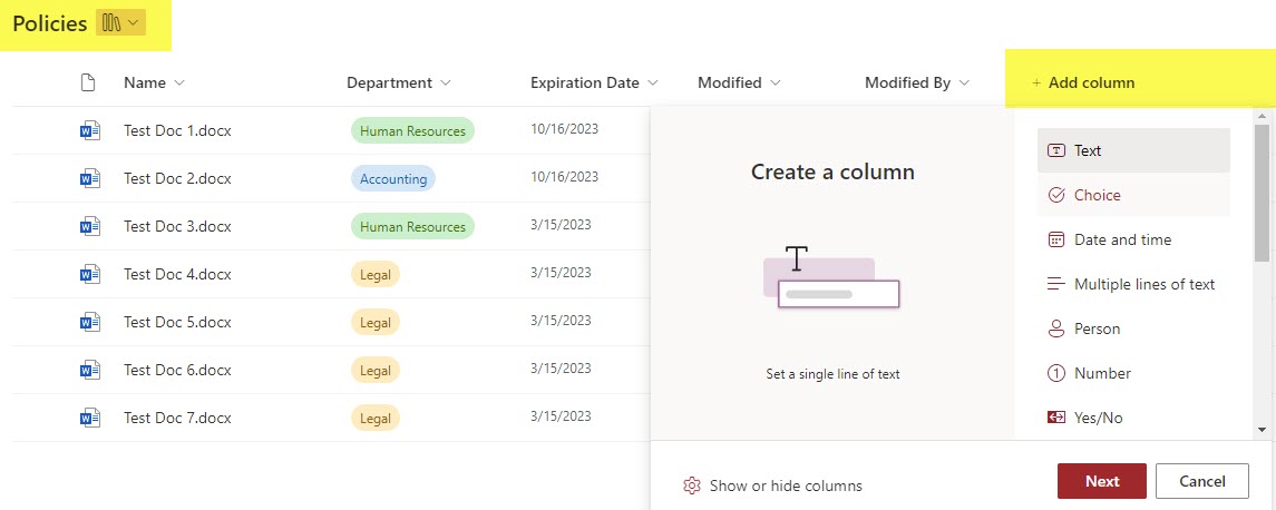 mix folders and metadata in the same document library