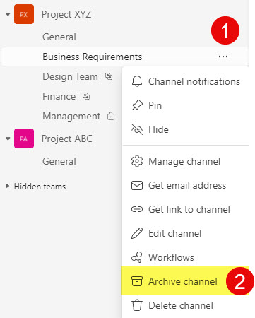 Archive Channels in Teams