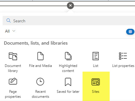 Sites Web part in SharePoint