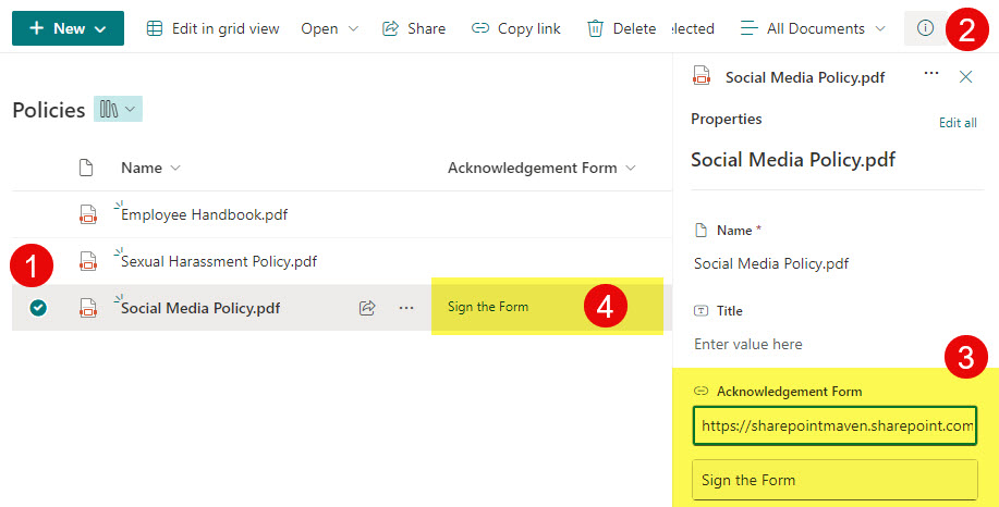 Document Acknowledgement System in SharePoint