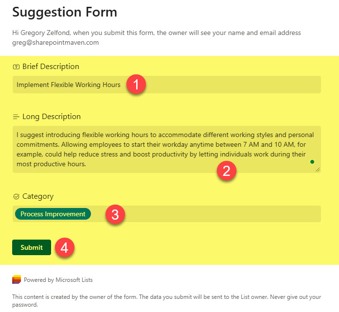 Suggestion Box in SharePoint