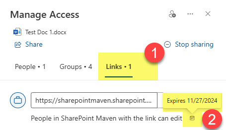 expiration date on sharing links