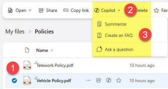 FAQ from a file using Copilot