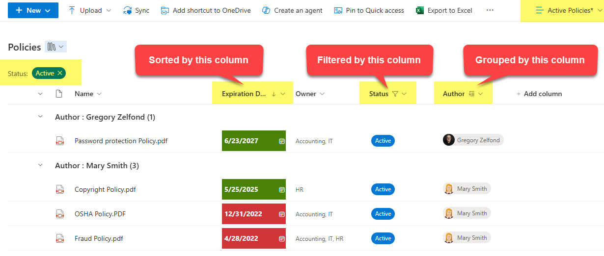 Views of a SharePoint Document Library