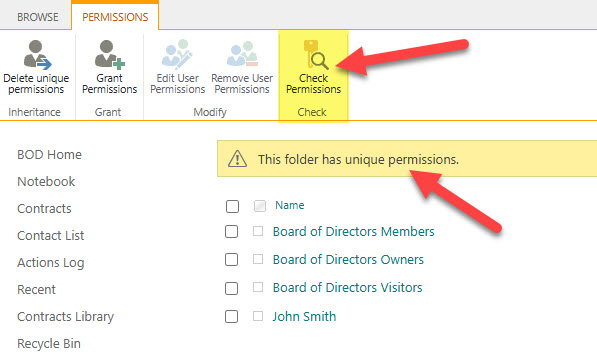 check user access and permissions