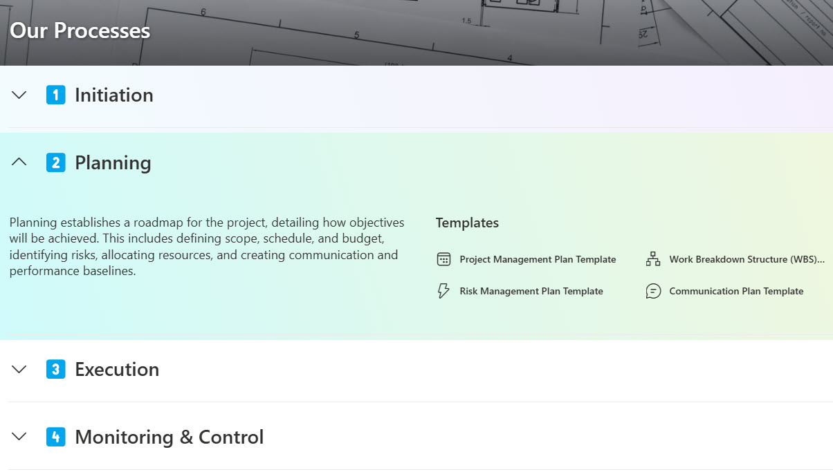 Project Phases on SharePoint Pages