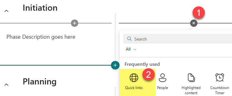 Project Phases on SharePoint Pages