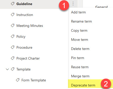 hide or remove Terms in the SharePoint Term Store