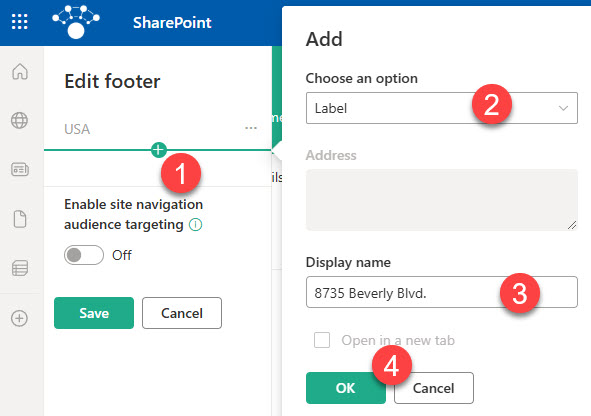 Office address in the Footer of a SharePoint Site