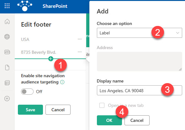 Office address in the Footer of a SharePoint Site