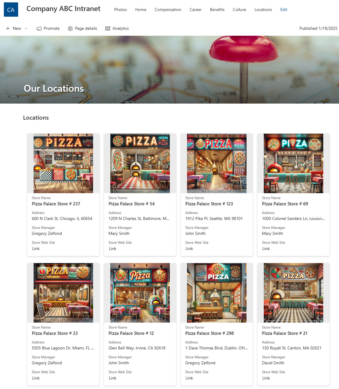 Office Locations using Gallery View on a SharePoint List