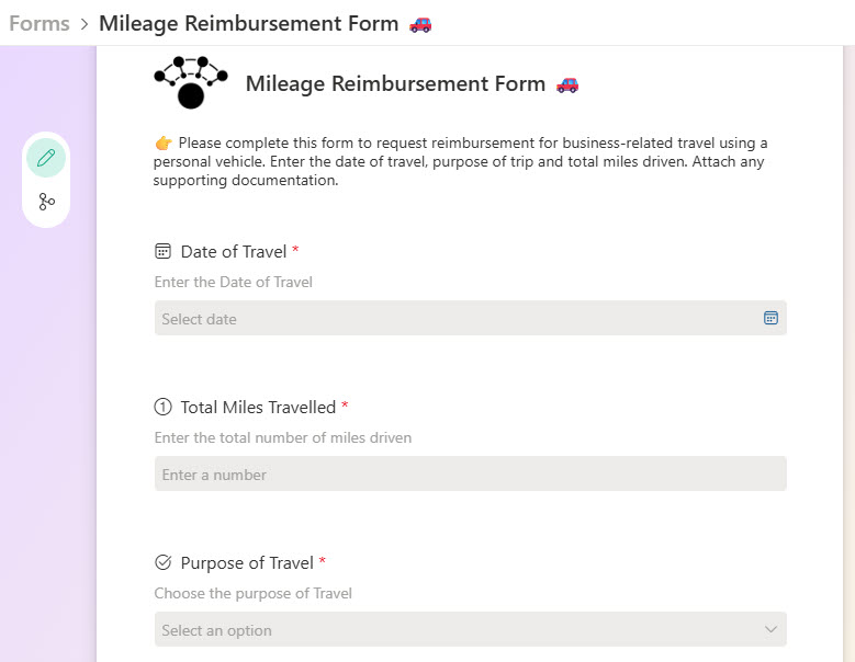 Mileage Reimbursement Form