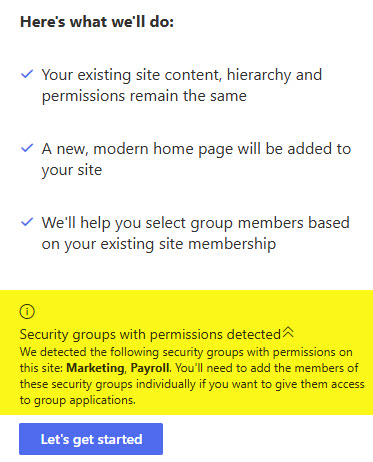 connect a Team Site to a Microsoft 365 Group