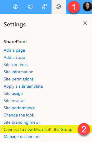 Connectteamsitenogrouptomicrosoft365group3