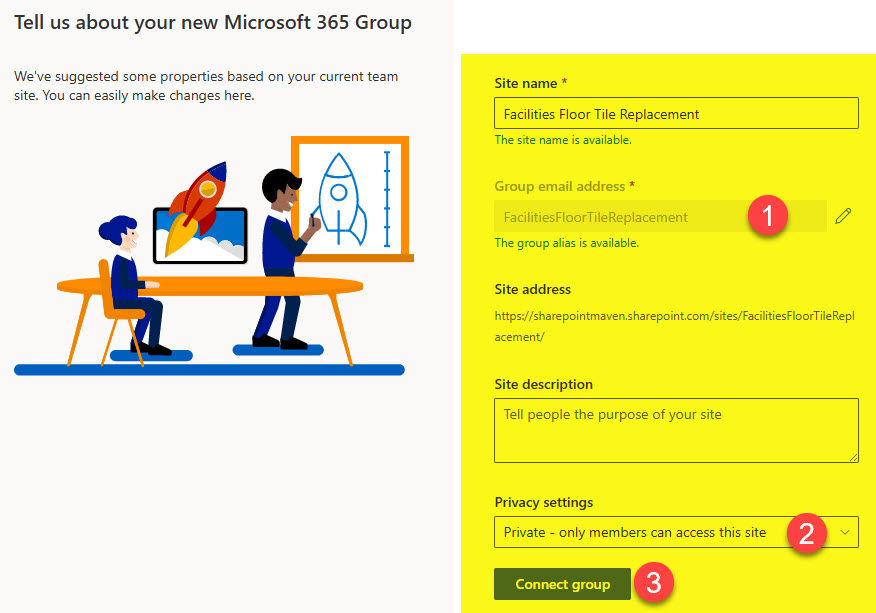 connect a Team Site to a Microsoft 365 Group
