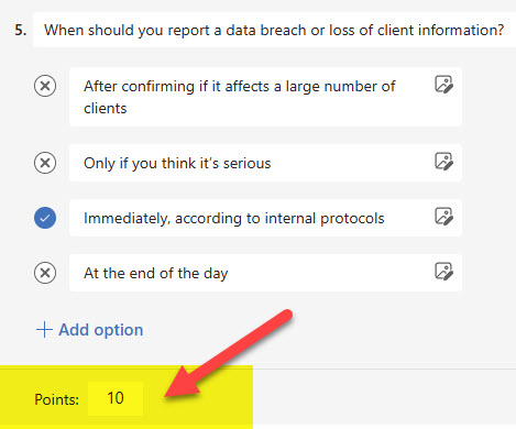 Quizzes in Microsoft Forms