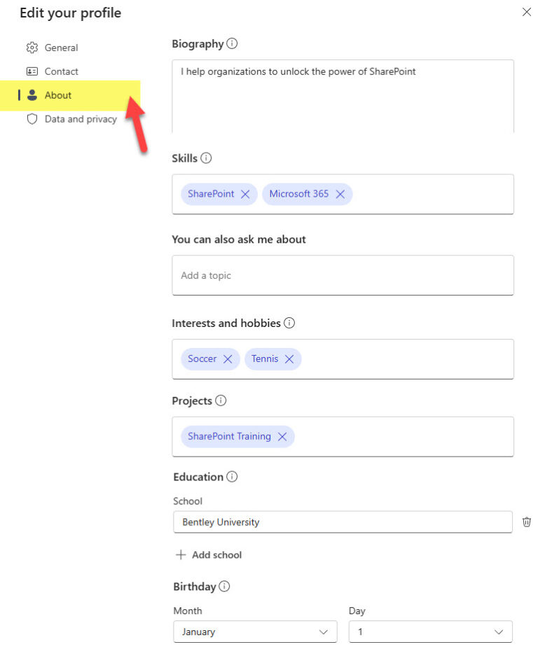 How to update your User Profile in Microsoft 365 | SharePoint Maven
