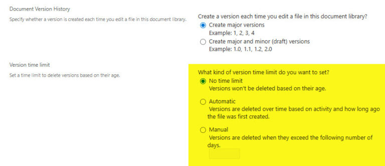 How to manage Version History settings in SharePoint | SharePoint Maven