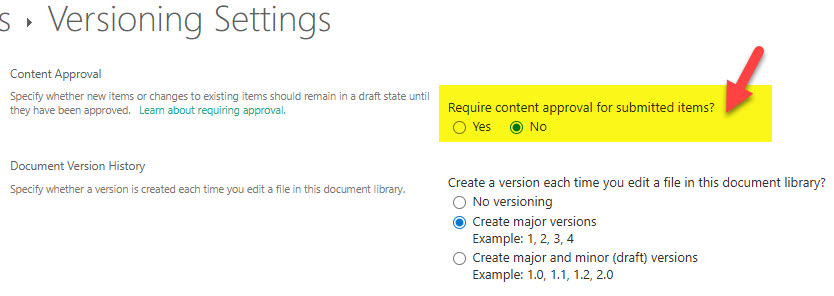 Example of the Classic Content Approval in SharePoint