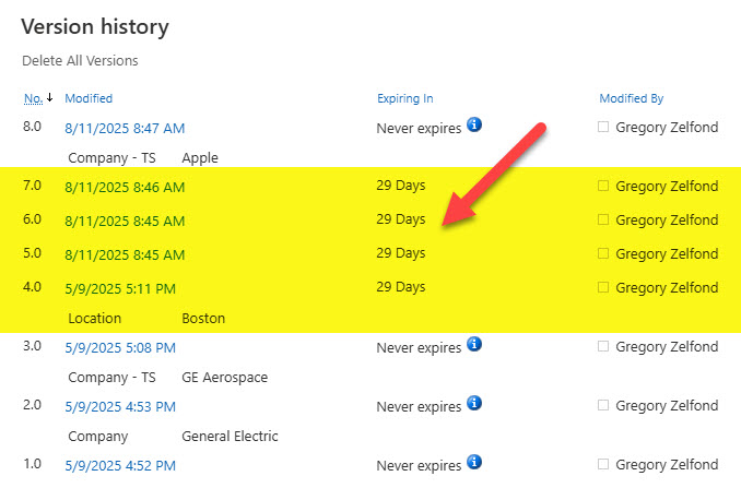 manage Version History settings in SharePoint