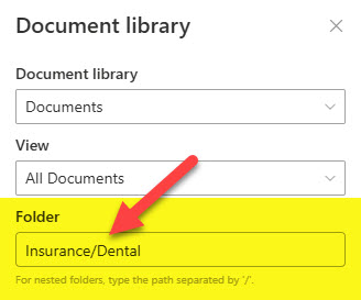 folder on a SharePoint page