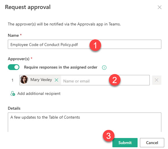 Approval Request for a Document