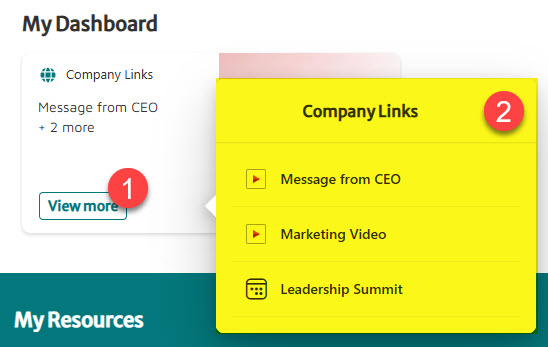 Viva Dashboard Quick Links Card
