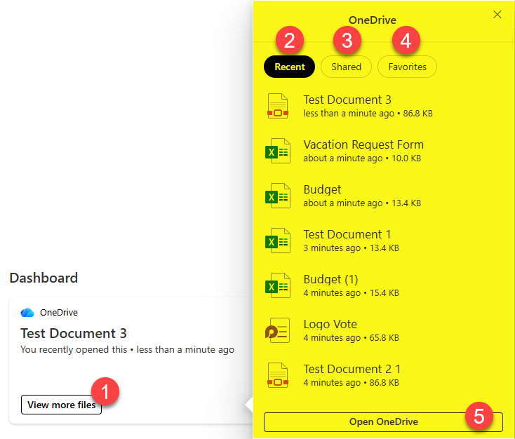 Viva Dashboard OneDrive Card